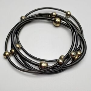 Set of Stretchy Dark Grey Bangle Bracelets
